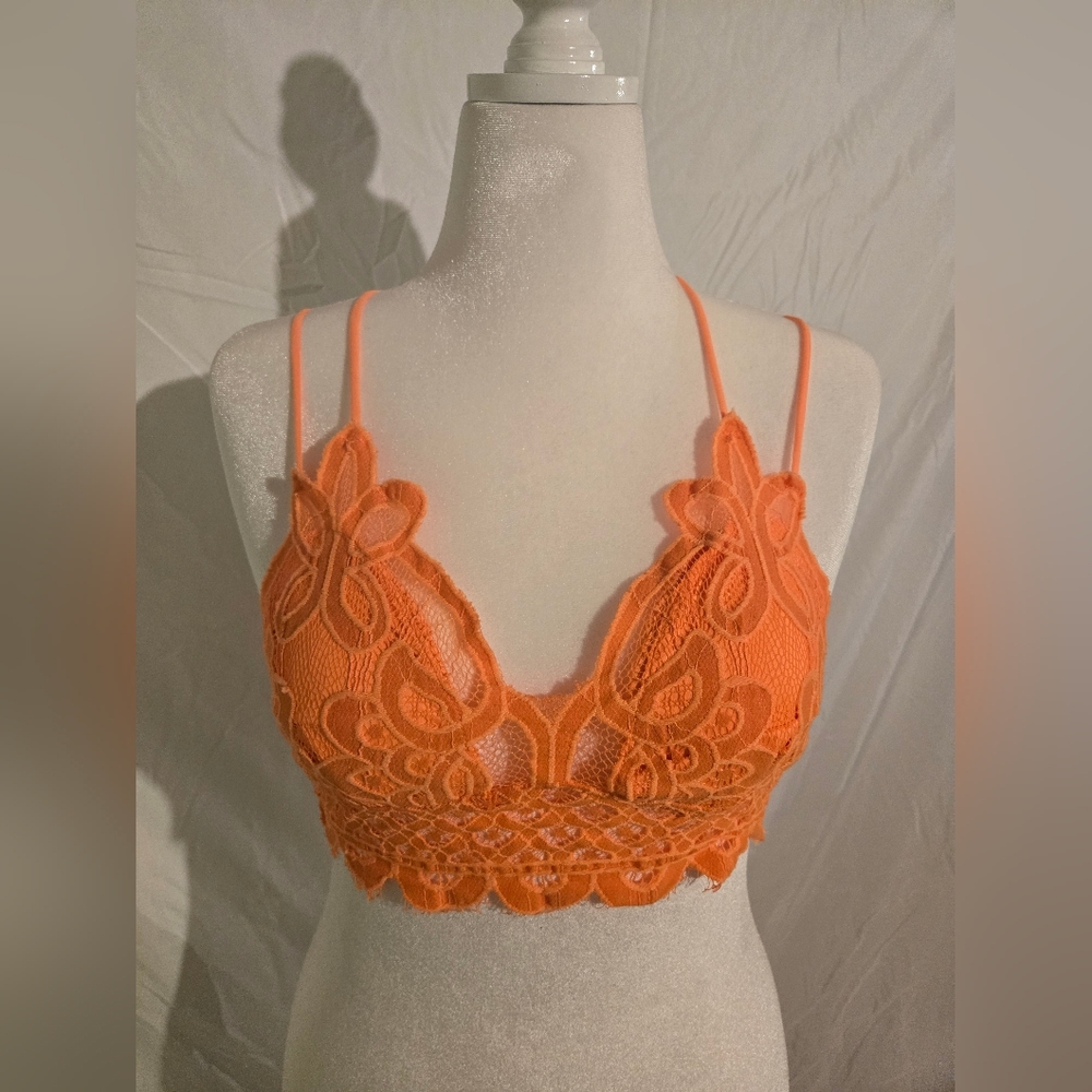 Vibrant Orange Lace Bralette